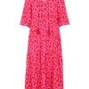 Women Scamp & Dude Pink with Red Leopard Maxi Sundress