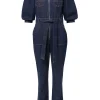 Women Scamp & Dude Rinse Wash Denim Flared Leg Jumpsuit