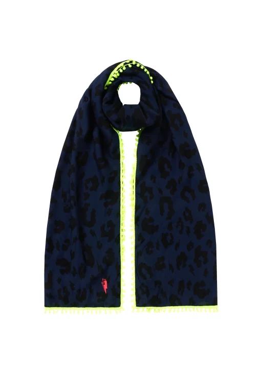 Women Scamp & Dude Scamp & Dude x Nicky Newman Navy with Black Leopard Charity Super Scarf