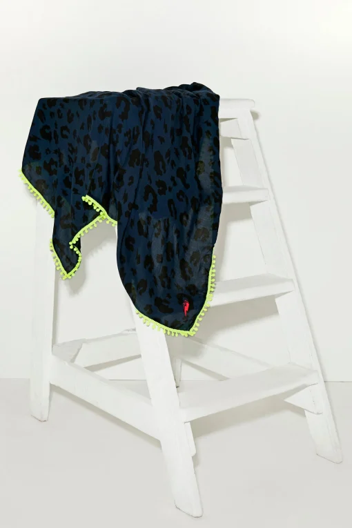 Women Scamp & Dude Scamp & Dude x Nicky Newman Navy with Black Leopard Charity Super Scarf
