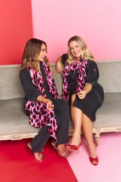 Women Scamp & Dude Scamp & Dude x Sophie McCartney Pink with Red and Black Mega Shadow Leopard Charity Super Scarf