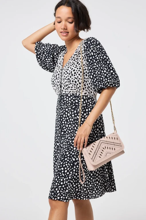Women Scamp & Dude Taupe with Gold Lightning Bolt Laser Cut Clutch Bag