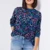 Women Scamp & Dude Teal with Rainbow Shadow Leopard Oversized Sweatshirt