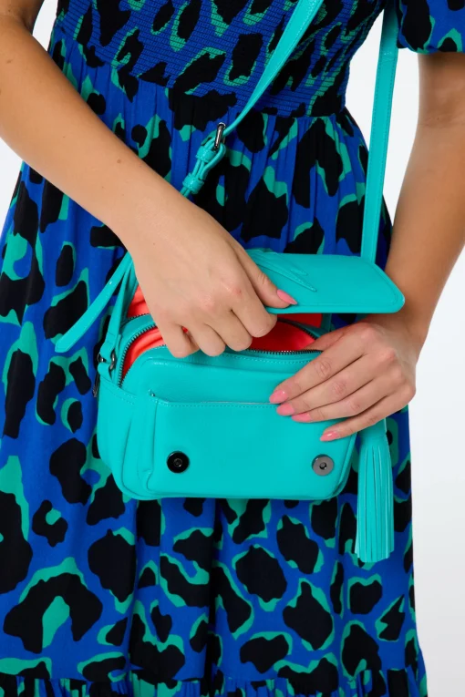 Women Scamp & Dude Turquoise Twin Compartment Cross Body Bag