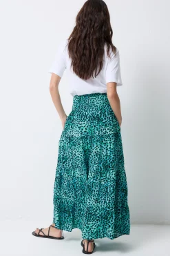 Women Scamp & Dude Turquoise with Black Leopard Maxi Skirt
