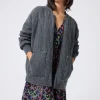Women Scamp & Dude Washed Black Organic Cotton Quilted Lightning Bolt Oversized Bomber Jacket
