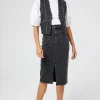 Women Scamp & Dude Washed Black Studded Denim Scallop Waistcoat