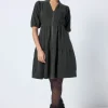 Women Scamp & Dude Washed Black Studded Zip Detail Tiered Short Denim Dress