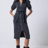 Women Scamp & Dude Washed Black Zip Detail Denim Dress
