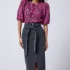 Women Scamp & Dude Washed Black Zip Detail Denim Midi Skirt