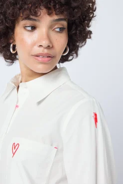 Women Scamp & Dude White Oversized Shirt