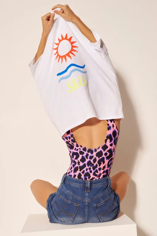 Women Scamp & Dude White Sun Graphic T-Shirt