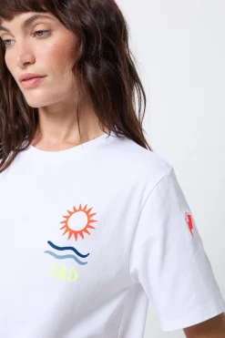 Women Scamp & Dude White Sun Graphic T-Shirt