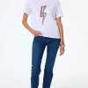 Women Scamp & Dude White with Multi Coloured Sequin and Foil Lightning Bolt T-Shirt