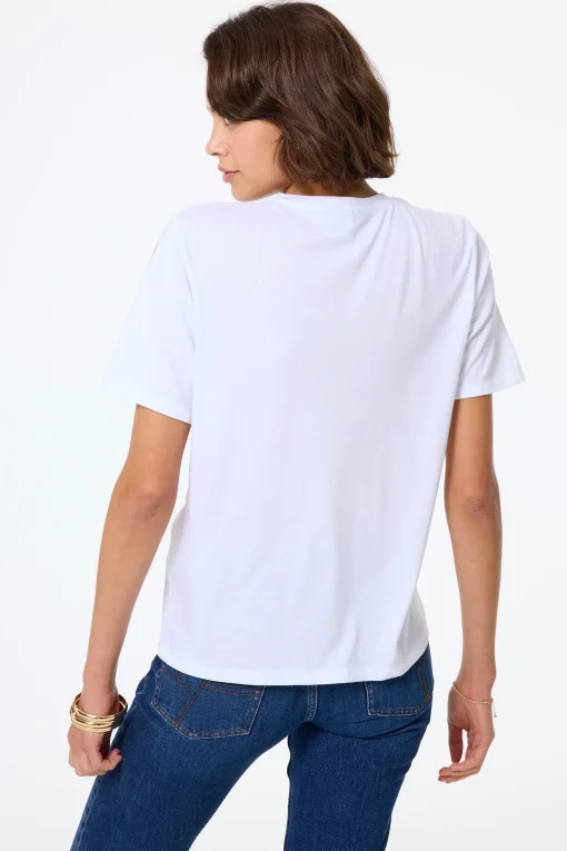 Women Scamp & Dude White with Multi Coloured Sequin and Foil Lightning Bolt T-Shirt