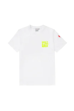 Women Scamp & Dude White with Neon Yellow Smile Back Slogan T-Shirt