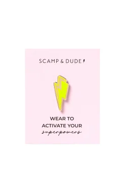Women Scamp & Dude Yellow Lightning Bolt Pin Badge