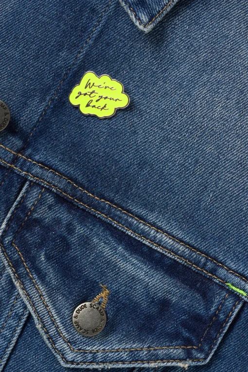 Women Scamp & Dude Yellow We've Got Your Back Pin Badge